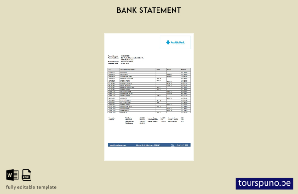 listo para imprimir plantilla de versión en Word del extracto bancario de la rep